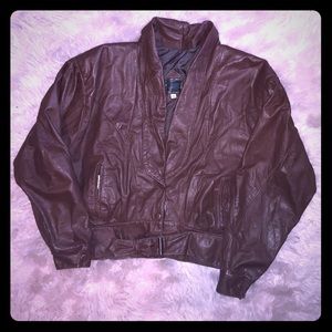 💕EUC Faux Leather Brown bomber jacket